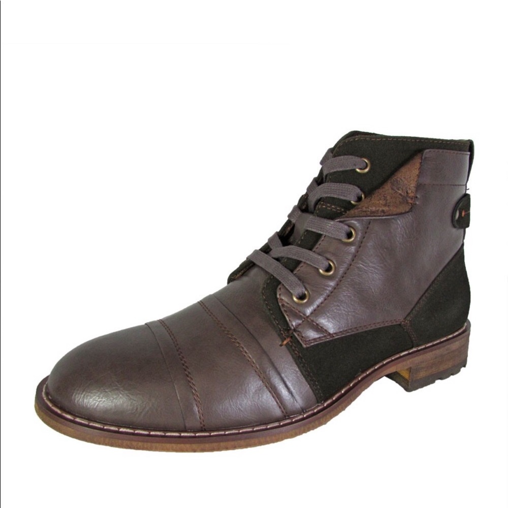 STEVE MADDEN Mens Black Lace-Up Front Heel Pull-Tab Padded Yenith Round Toe Block Heel Zip-Up Leather Boots Shoes M main image 1